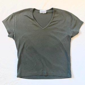 Vintage 90s shirt sleeve army green crop top
